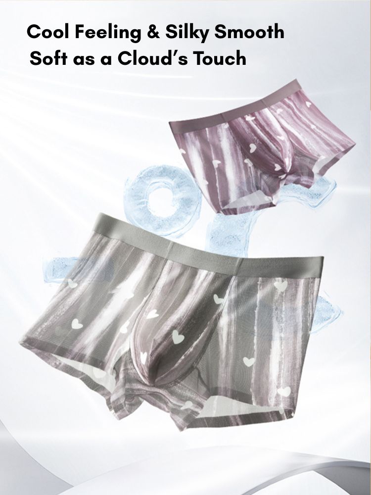 3 Pack Men's Moisture-Wicking Heart Prints Antibacterial Trunks | dmunderwear detail image 6