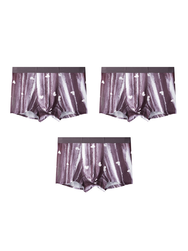 3 Pack Men's Moisture-Wicking Heart Prints Antibacterial Trunks | dmunderwear detail image 8
