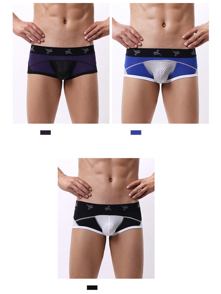 3 Pack Men's Nylon Mesh Breathable U-Pouch Trunks | dmunderwear detail image 3