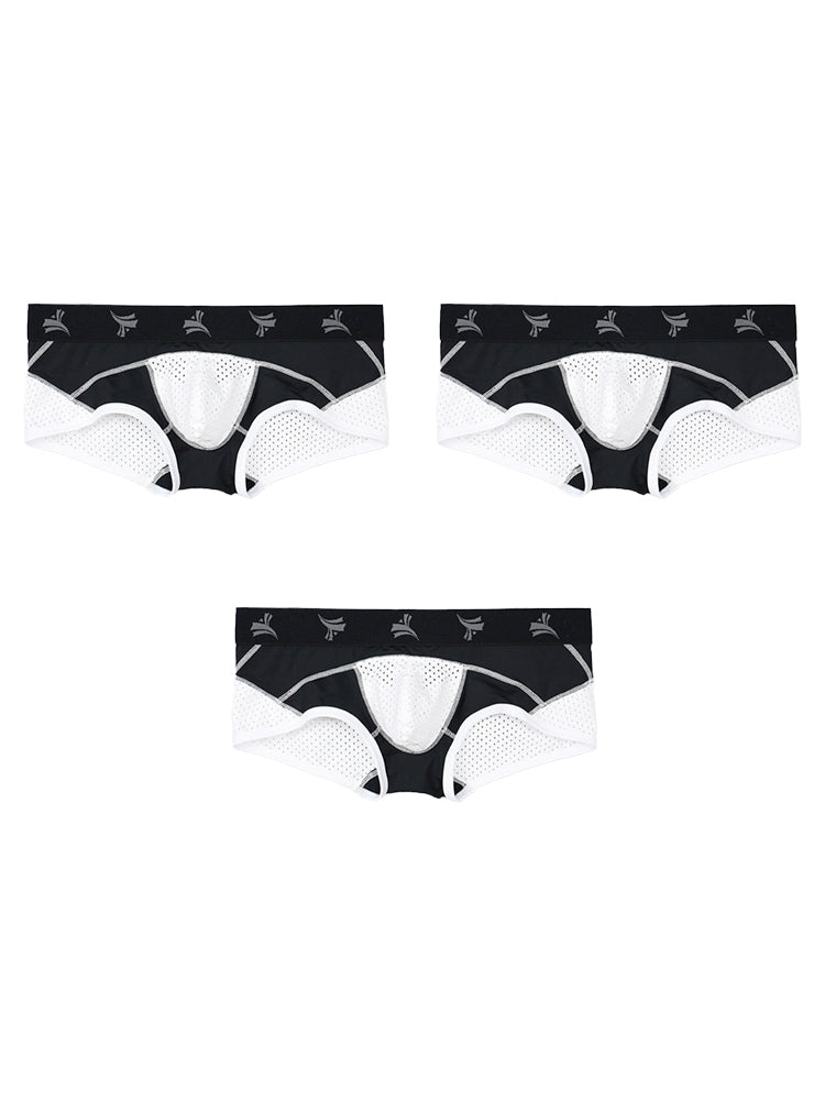 3 Pack Men's Nylon Mesh Breathable U-Pouch Trunks | dmunderwear detail image 8