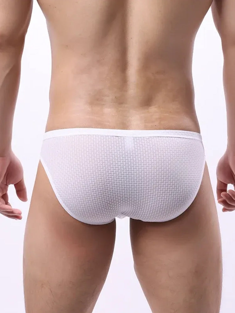 3 Pack Men's Nylon Plaid Lift Hip Briefs Triangle Briefs | dmunderwear detail image 12