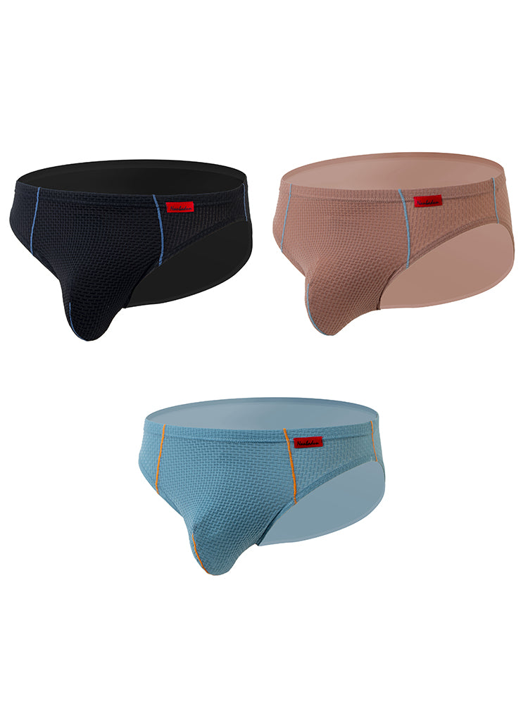 3 Pack Men's Nylon Plaid Lift Hip Briefs Triangle Briefs | dmunderwear detail image 14