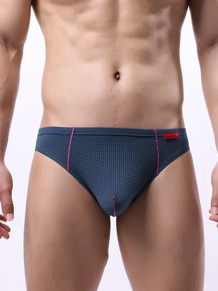 3 Pack Men's Nylon Plaid Lift Hip Briefs Triangle Briefs | dmunderwear detail image 17