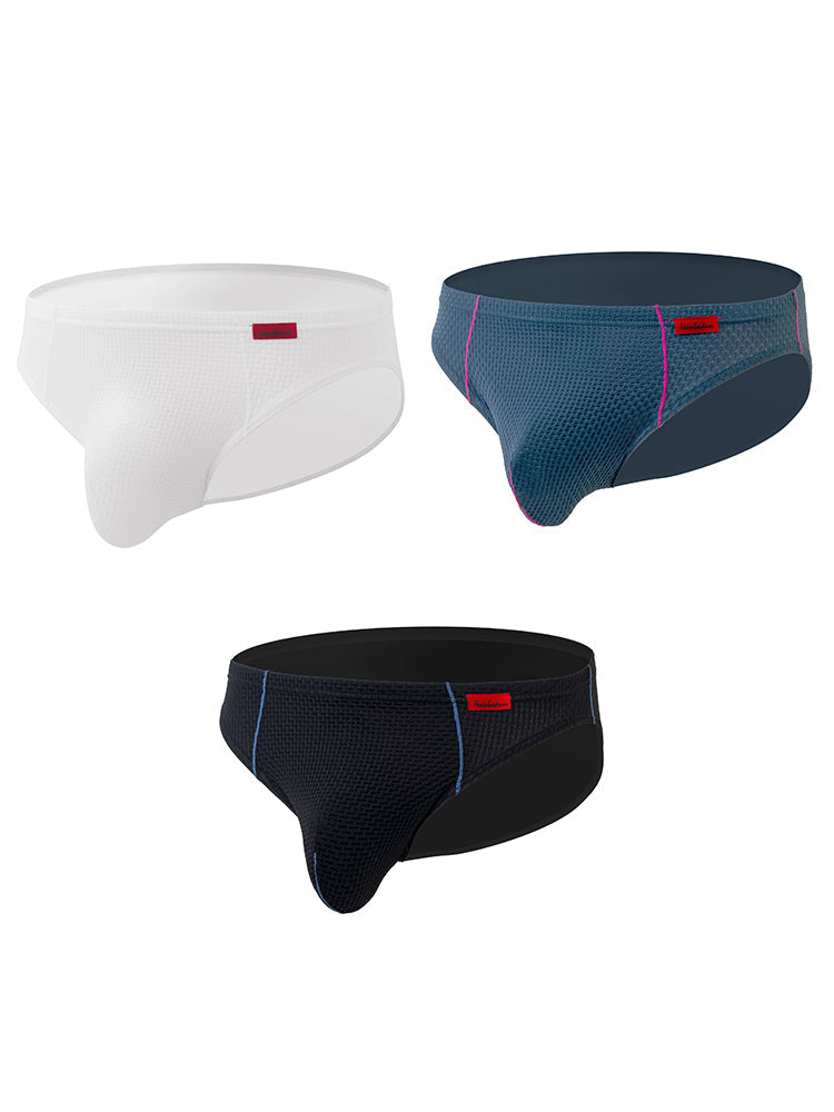 3 Pack Men's Nylon Plaid Lift Hip Briefs Triangle Briefs | dmunderwear detail image 20