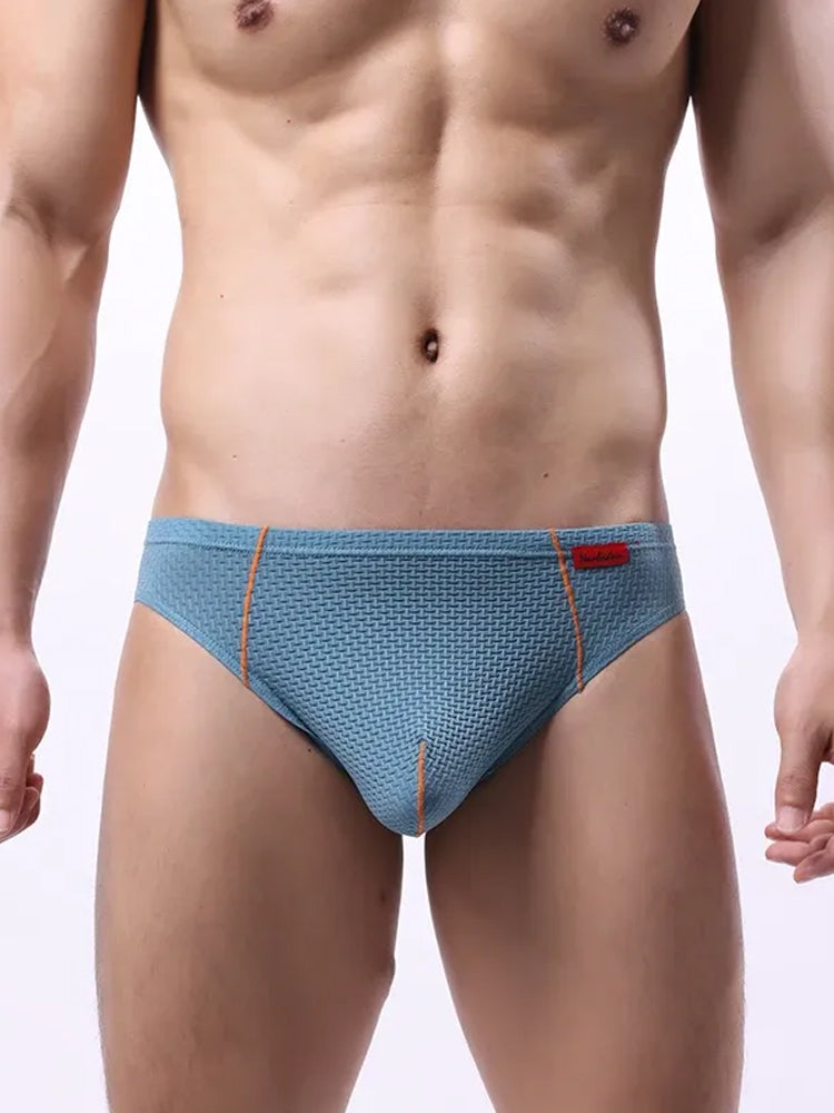 3 Pack Men's Nylon Plaid Lift Hip Briefs Triangle Briefs | dmunderwear detail image 3