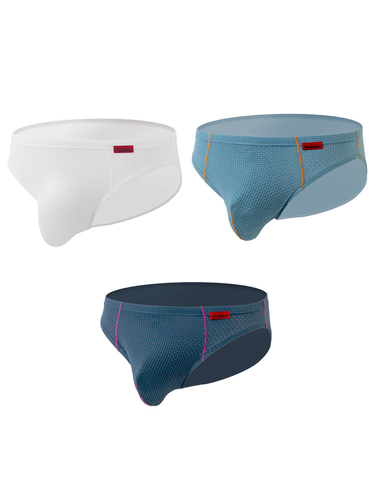 3 Pack Men's Nylon Plaid Lift Hip Briefs Triangle Briefs | dmunderwear detail image 8