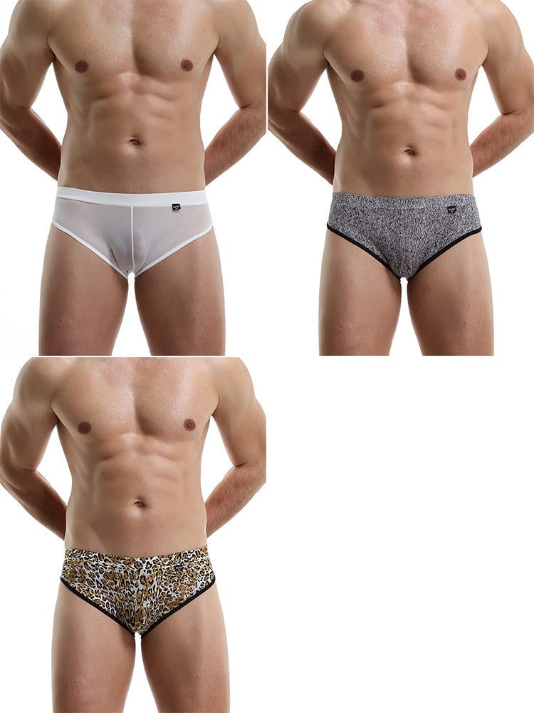 3 Pack Men's Nylon Sexy Low-Rise High-Elastic Briefs | dmunderwear detail image 14