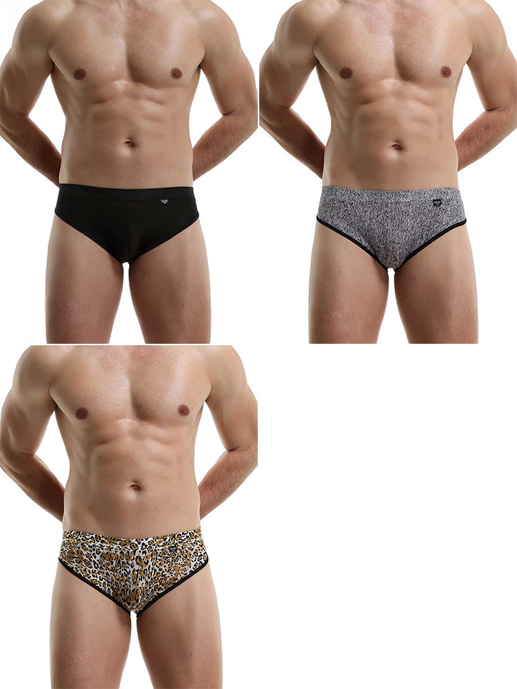 3 Pack Men's Nylon Sexy Low-Rise High-Elastic Briefs | dmunderwear detail image 19