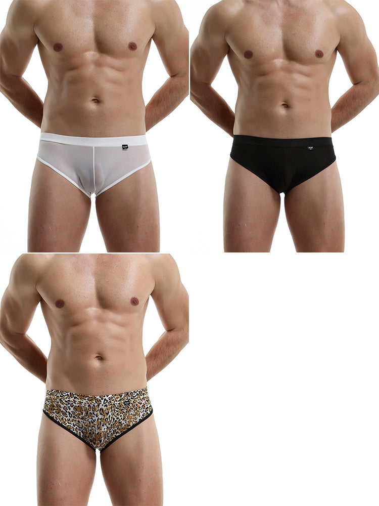 3 Pack Men's Nylon Sexy Low-Rise High-Elastic Briefs | dmunderwear detail image 8