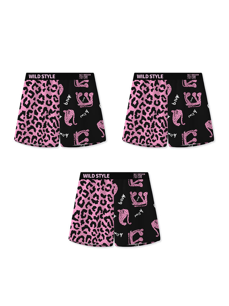3 Pack Men's Pink Leopard Print Trendy Lightweight & Airy Boxers Briefs | dmunderwear detail image 13