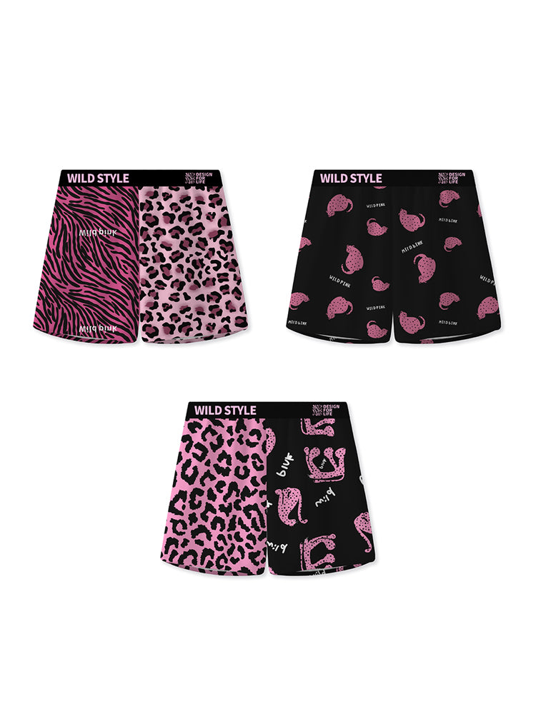 3 Pack Men's Pink Leopard Print Trendy Lightweight & Airy Boxers Briefs | dmunderwear detail image 2