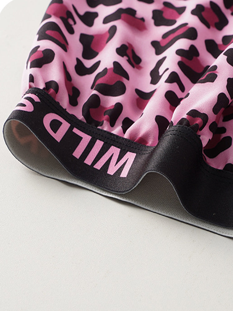 3 Pack Men's Pink Leopard Print Trendy Lightweight & Airy Boxers Briefs | dmunderwear detail image 4