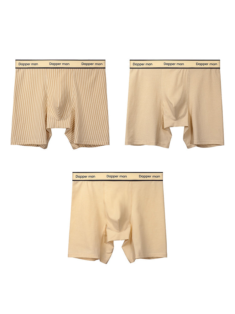 3 Pack Men's Premium Breathable Cotton Striped Design Seamless Comfort Boxers Briefs | dmunderwear detail image 2
