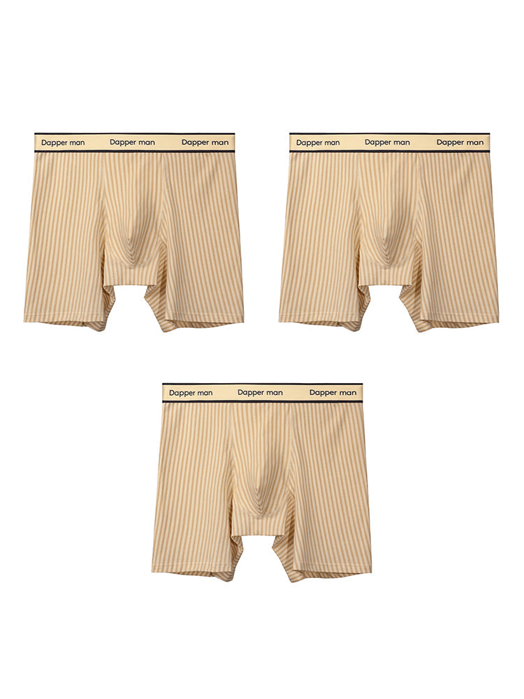 3 Pack Men's Premium Breathable Cotton Striped Design Seamless Comfort Boxers Briefs | dmunderwear detail image 9