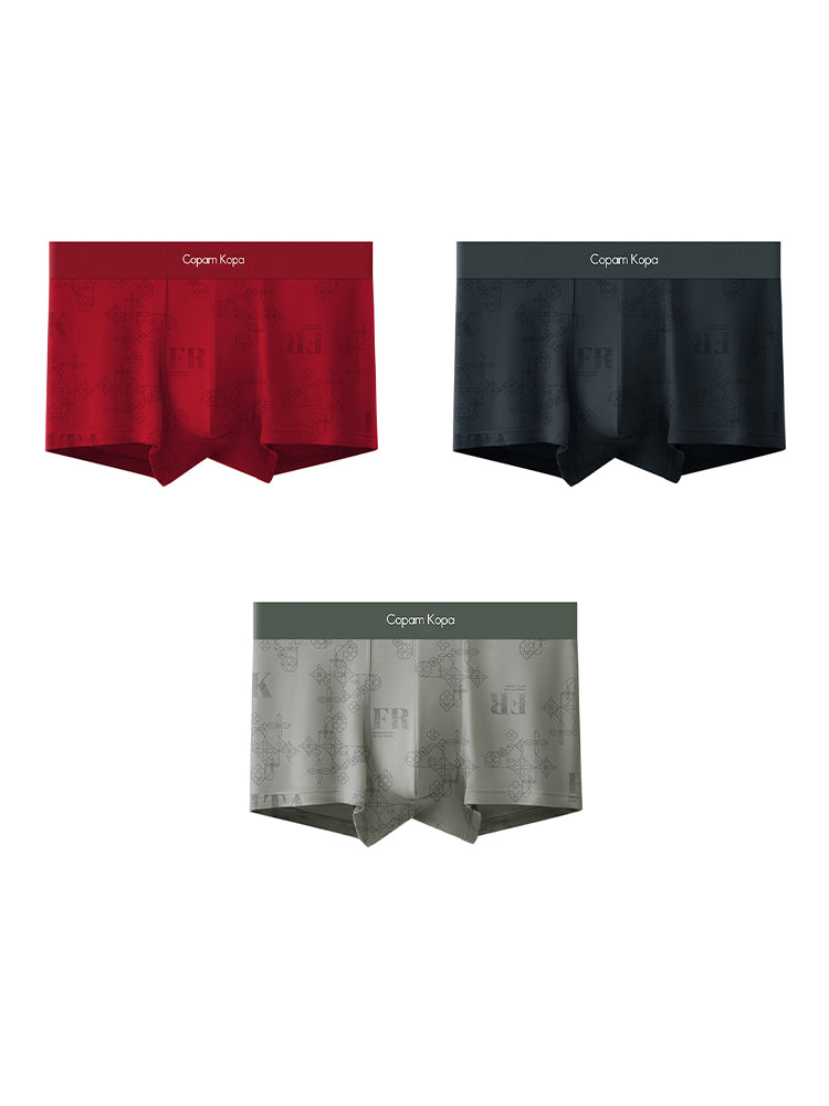 3 Pack Men's Printed Breathable Ultra-Soft Cotton Trunks | dmunderwear detail image 2