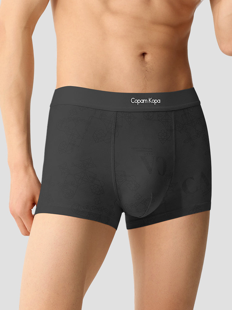 3 Pack Men's Printed Breathable Ultra-Soft Cotton Trunks | dmunderwear detail image 3
