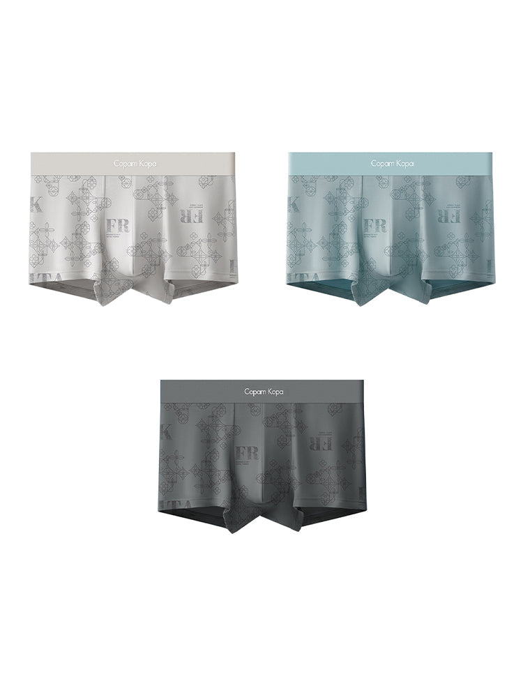3 Pack Men's Printed Breathable Ultra-Soft Cotton Trunks | dmunderwear detail image 8