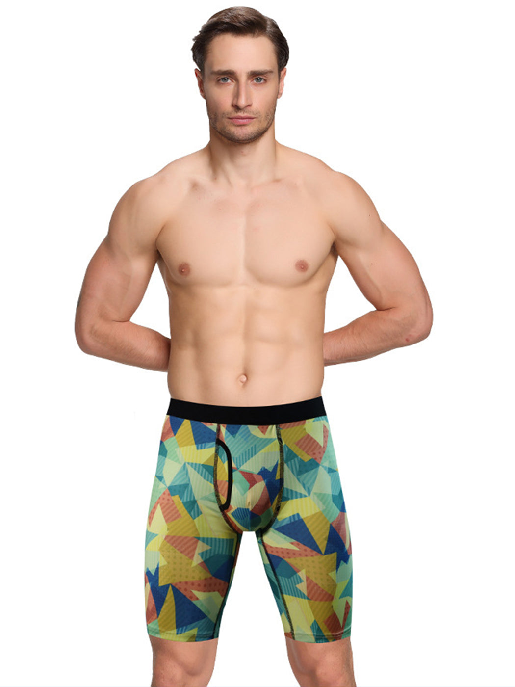 3 Pack Men's Printed Sports Boxer Briefs With Functional Fly | dmunderwear