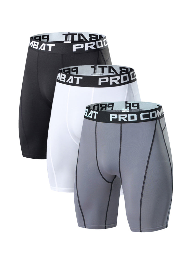 3 Pack Men's Quick-Dry Compression Breathable Activewear Tights | dmunderwear detail image 2