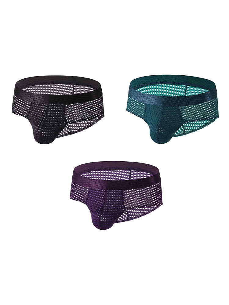 3 Pack Men's Quick-Dry Mesh Low-Rise Briefs | dmunderwear detail image 17