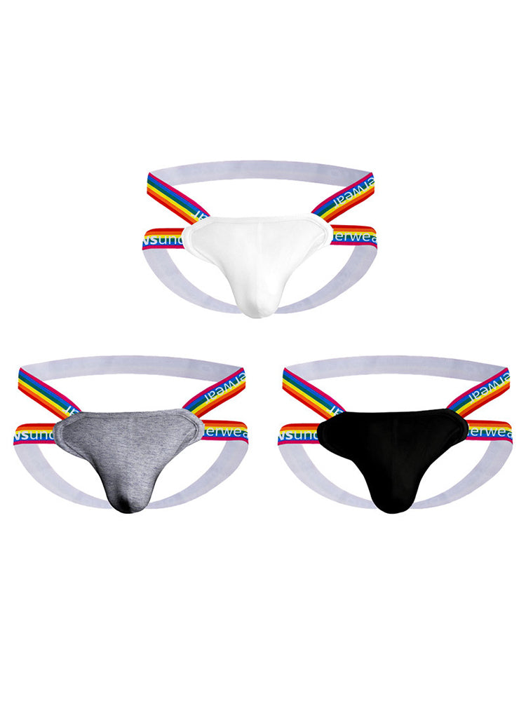 3-pack Men's Rainbow Cotton Thong | dmunderwear detail image 12