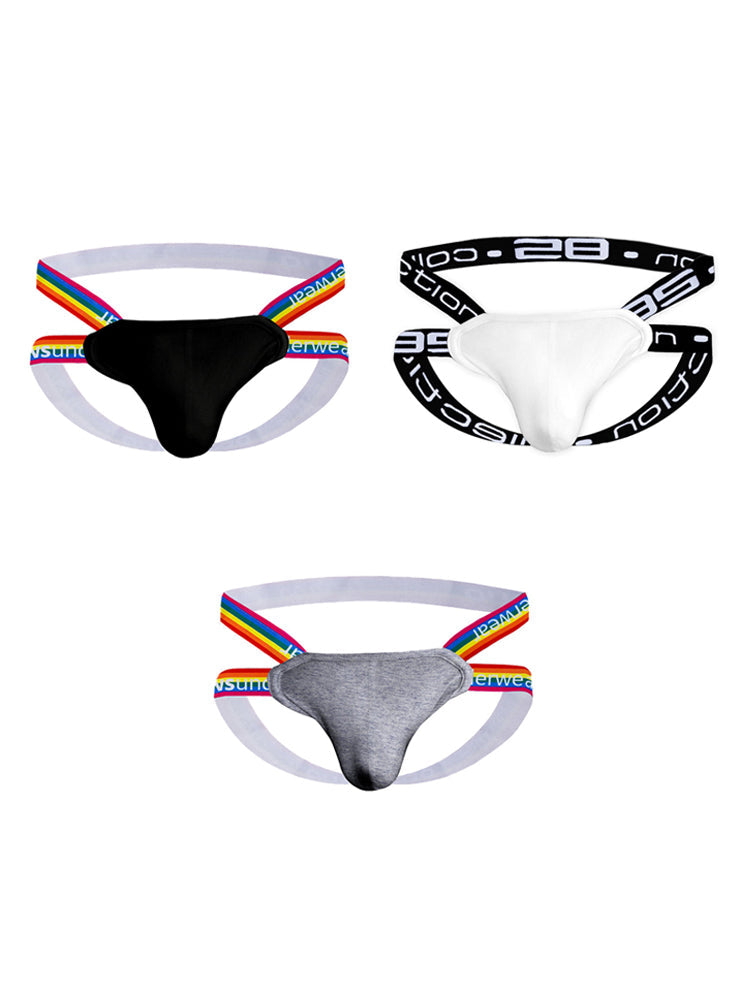 3-pack Men's Rainbow Cotton Thong | dmunderwear detail image 14
