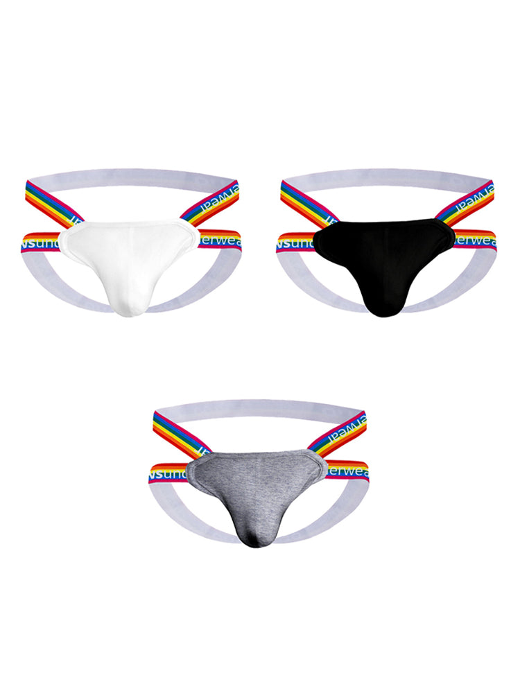 3-pack Men's Rainbow Cotton Thong | dmunderwear detail image 2