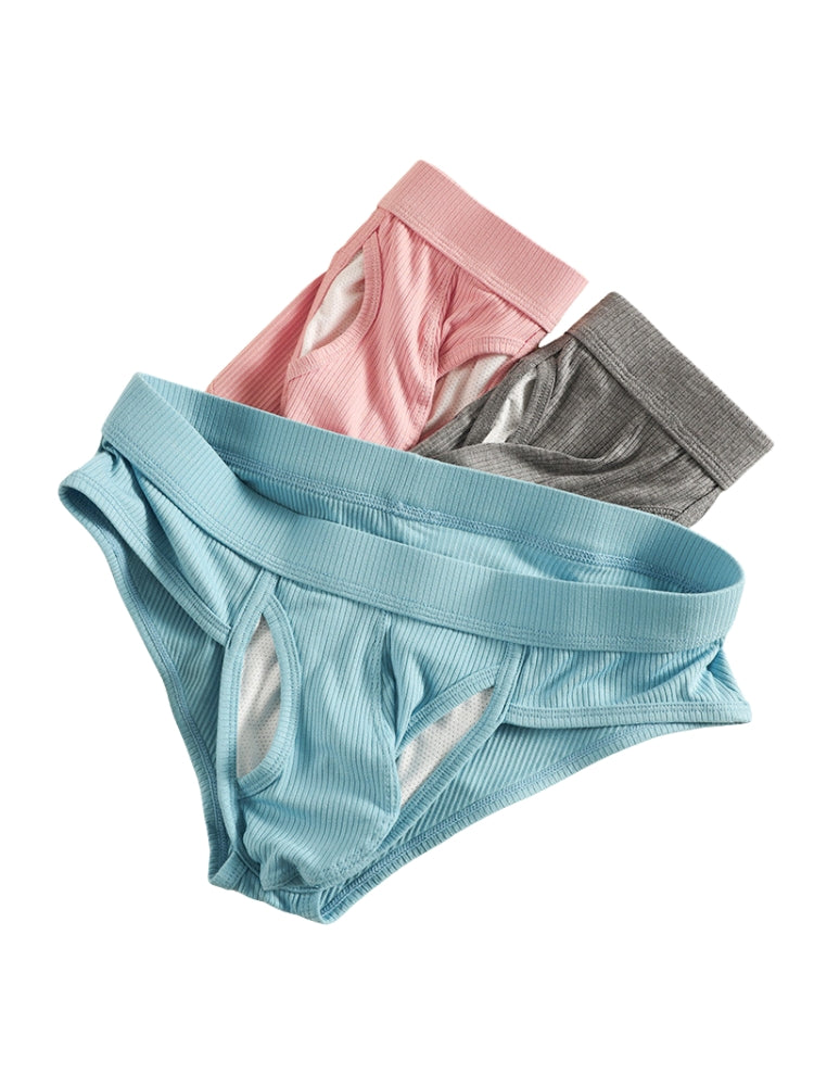 3 Pack Men's Ribbed Sexy & Supportive Separate U-Pouch Briefs | dmunderwear detail image 12