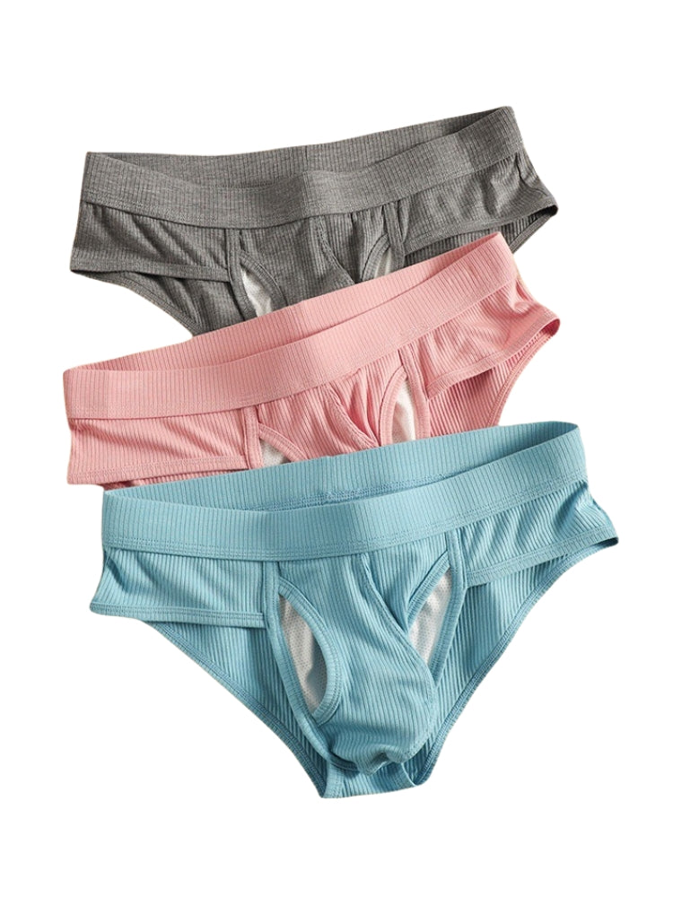 3 Pack Men's Ribbed Sexy & Supportive Separate U-Pouch Briefs | dmunderwear detail image 15