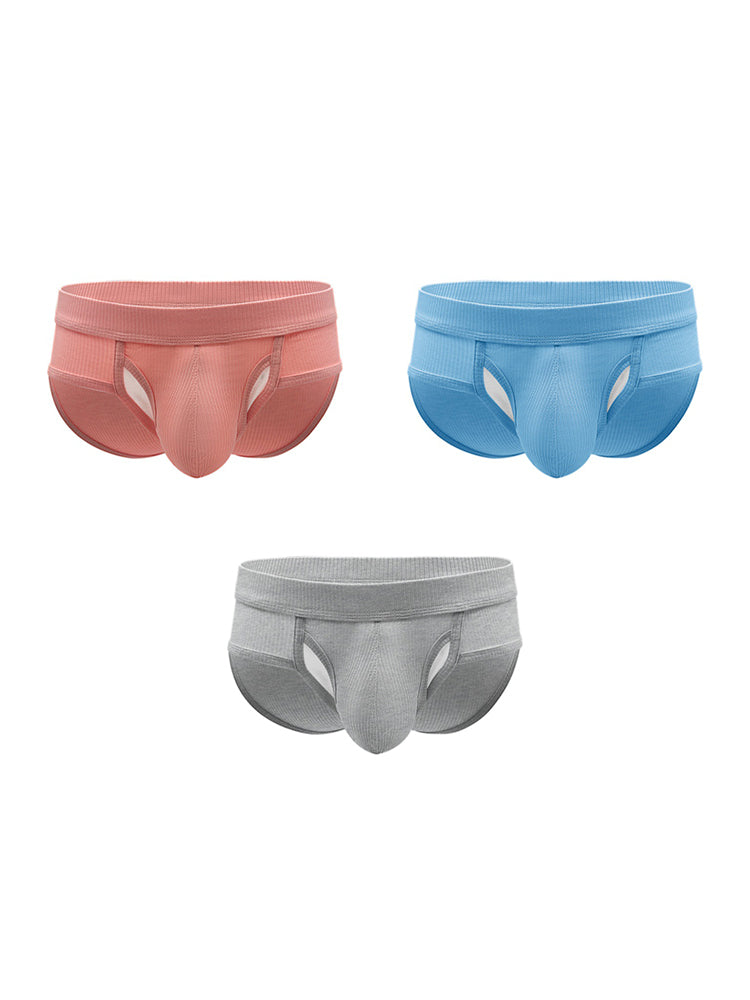 3 Pack Men's Ribbed Sexy & Supportive Separate U-Pouch Briefs | dmunderwear detail image 20