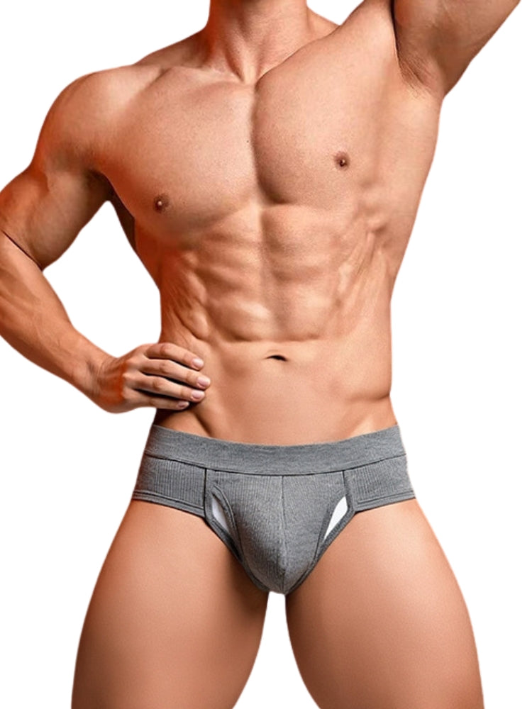 3 Pack Men's Ribbed Sexy & Supportive Separate U-Pouch Briefs | dmunderwear detail image 6
