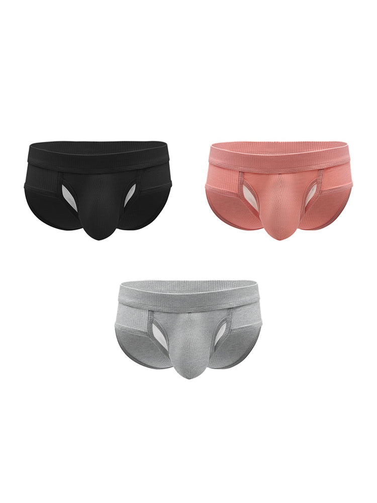 3 Pack Men's Ribbed Sexy & Supportive Separate U-Pouch Briefs | dmunderwear detail image 8