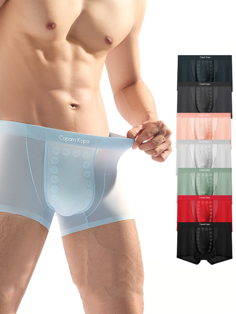 3 Pack Men's Seamless Breathable Mid-Rise Antibacterial Crotch Trunks | dmunderwear detail image 16