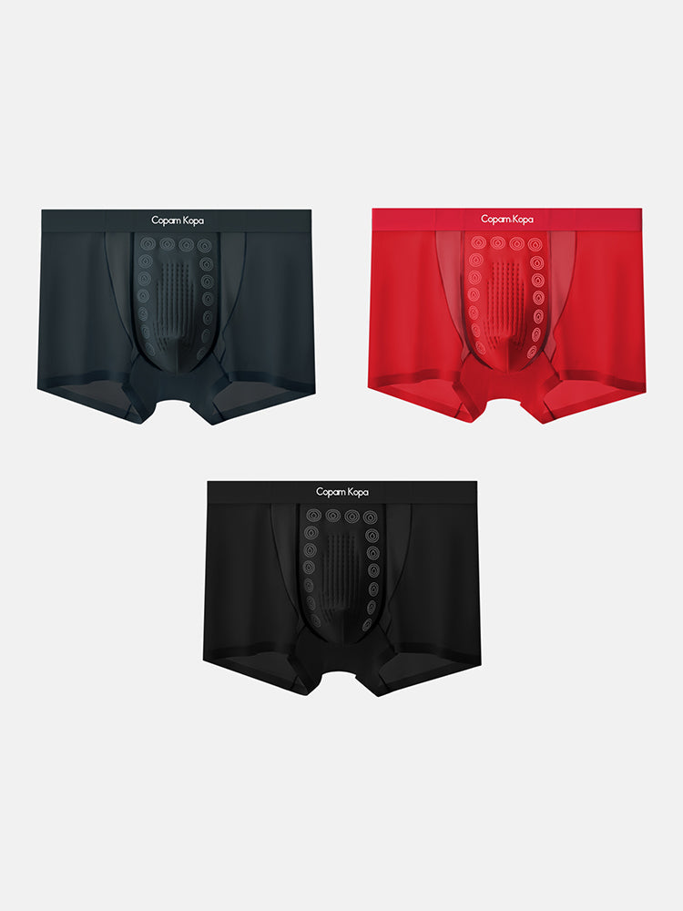 3 Pack Men's Seamless Breathable Mid-Rise Antibacterial Crotch Trunks | dmunderwear detail image 2