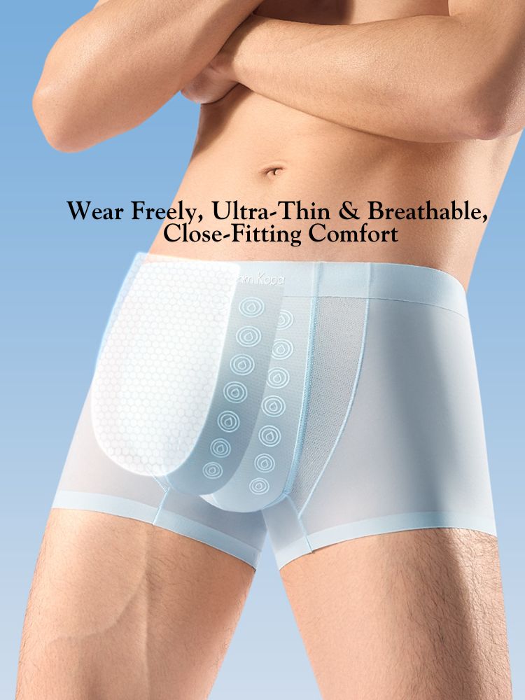 3 Pack Men's Seamless Breathable Mid-Rise Antibacterial Crotch Trunks | dmunderwear detail image 3