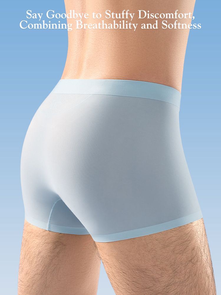 3 Pack Men's Seamless Breathable Mid-Rise Antibacterial Crotch Trunks | dmunderwear detail image 4