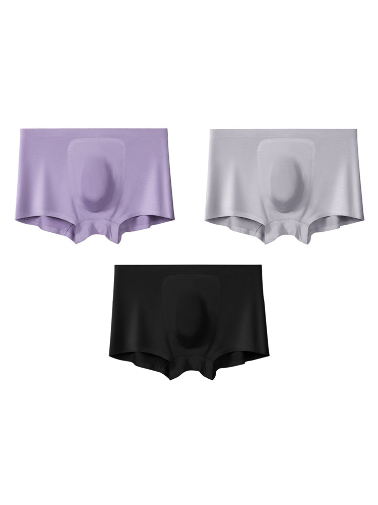 3 Pack Men's Seamless Comfort Solid Color 3D Pouch & Breathable Trunks | dmunderwear detail image 2