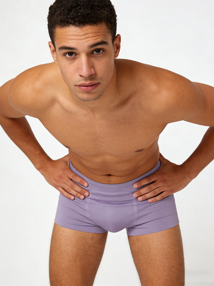 3 Pack Men's Seamless Comfort Solid Color 3D Pouch & Breathable Trunks | dmunderwear detail image 3