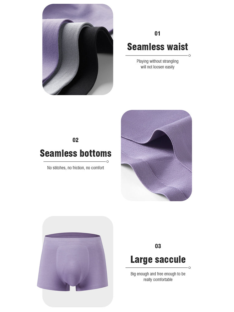 3 Pack Men's Seamless Comfort Solid Color 3D Pouch & Breathable Trunks | dmunderwear detail image 9