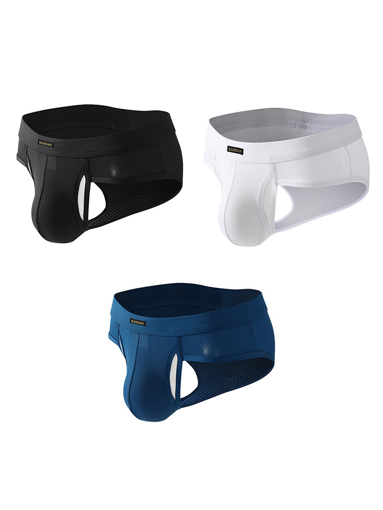 3 Pack Men's Seamless Comfort Sporty Cut Stretch Fit Briefs | dmunderwear detail image 2