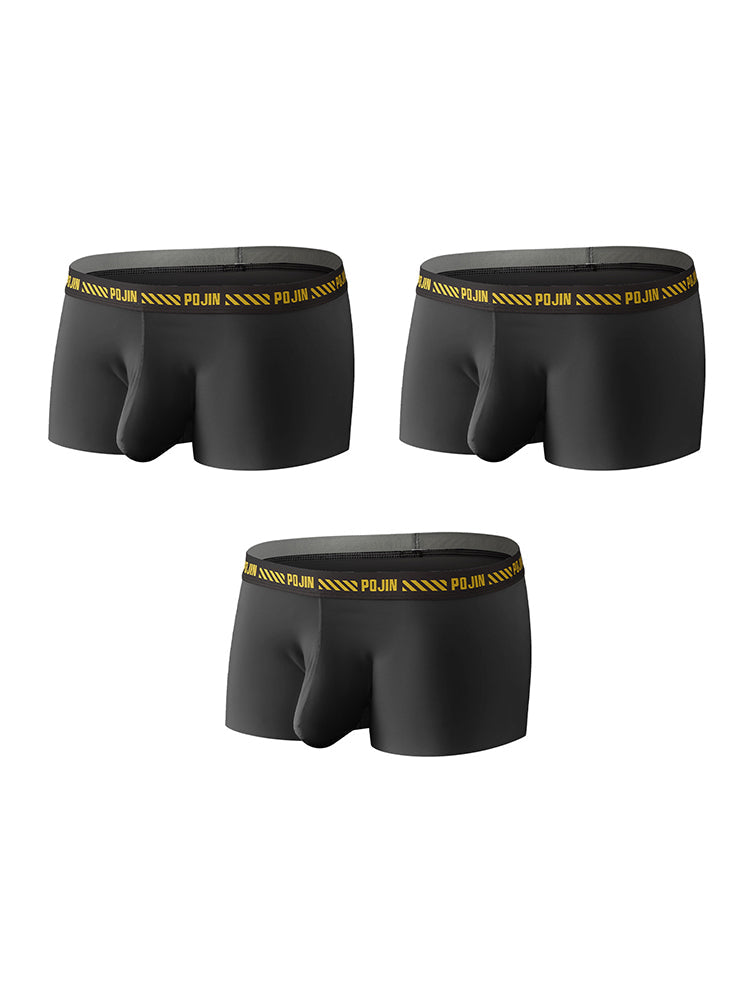 3 Pack Men's Seamless Ice Silk U-Pouch Low Waist Sexy Breathable Trunks | dmunderwear detail image 12