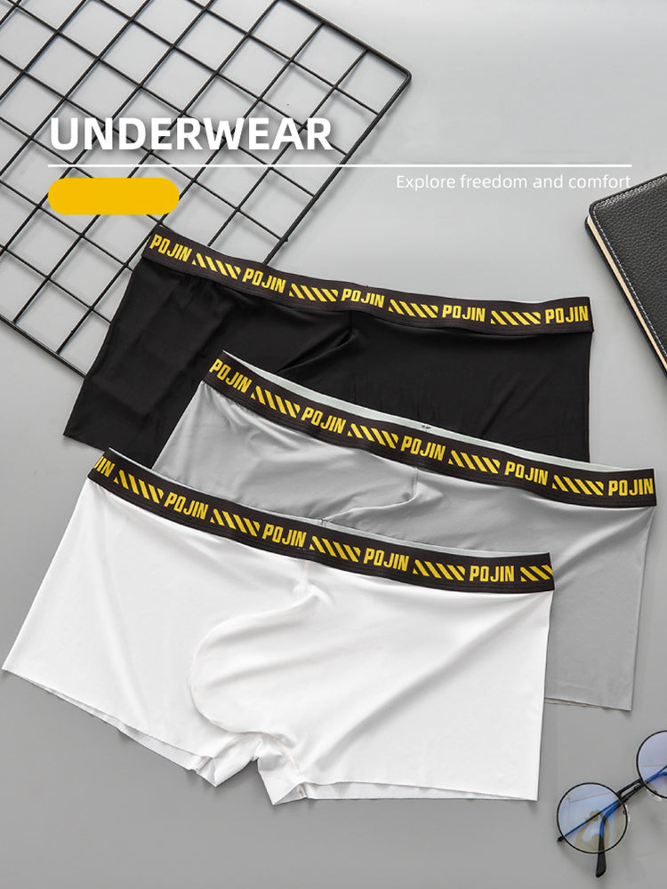 3 Pack Men's Seamless Ice Silk U-Pouch Low Waist Sexy Breathable Trunks | dmunderwear detail image 14