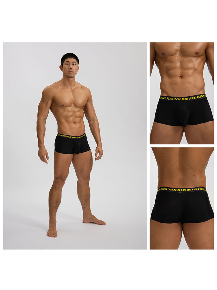 3 Pack Men's Seamless Ice Silk U-Pouch Low Waist Sexy Breathable Trunks | dmunderwear detail image 16