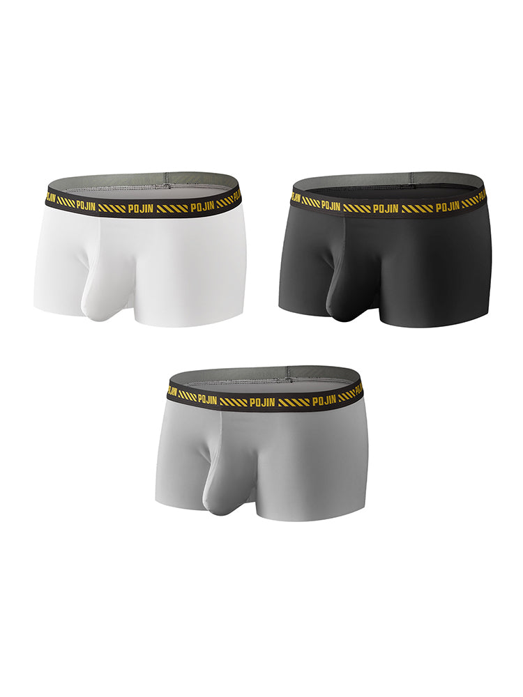 3 Pack Men's Seamless Ice Silk U-Pouch Low Waist Sexy Breathable Trunks | dmunderwear detail image 2