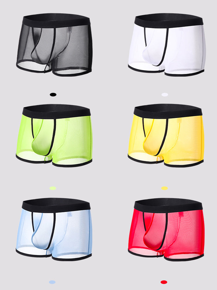 3 Pack Men's Semi-Sheer High-Stretch Skin-Friendly Mesh Breathable Trunks | dmunderwear detail image 14