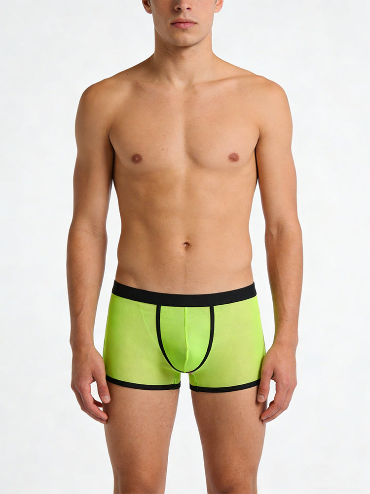 3 Pack Men's Semi-Sheer High-Stretch Skin-Friendly Mesh Breathable Trunks | dmunderwear detail image 3