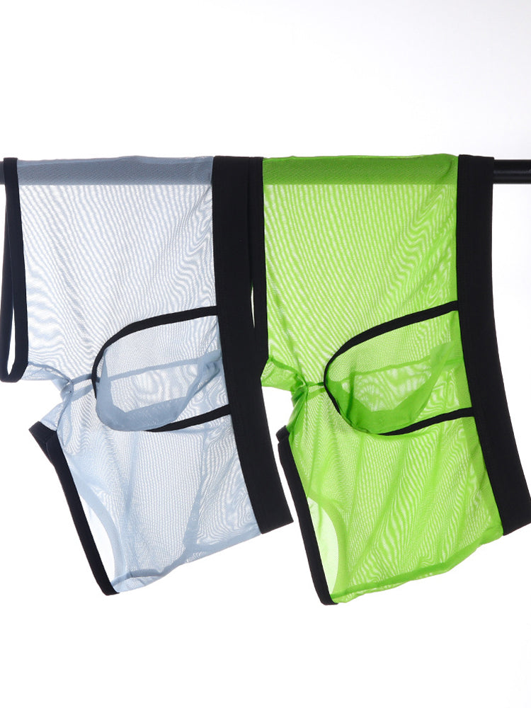 3 Pack Men's Semi-Sheer High-Stretch Skin-Friendly Mesh Breathable Trunks | dmunderwear detail image 6