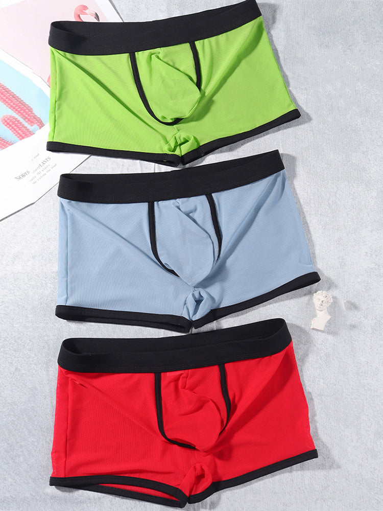 3 Pack Men's Semi-Sheer High-Stretch Skin-Friendly Mesh Breathable Trunks | dmunderwear detail image 8