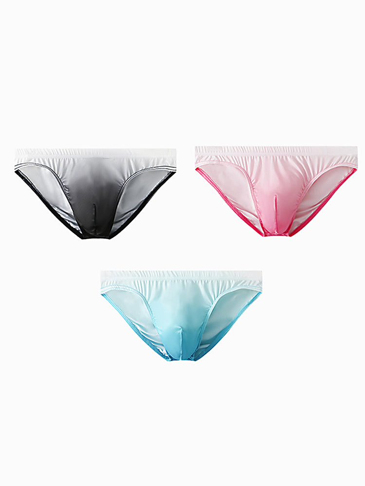 3 Pack Men's Sensual Silk-Like Loose Gradient Color Bikini | dmunderwear detail image 12