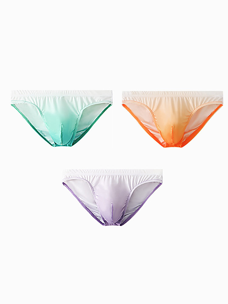 3 Pack Men's Sensual Silk-Like Loose Gradient Color Bikini | dmunderwear detail image 17